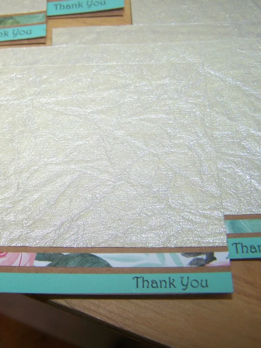 Set of 20 Handmade Brown & Floral Thank You Cards NWT